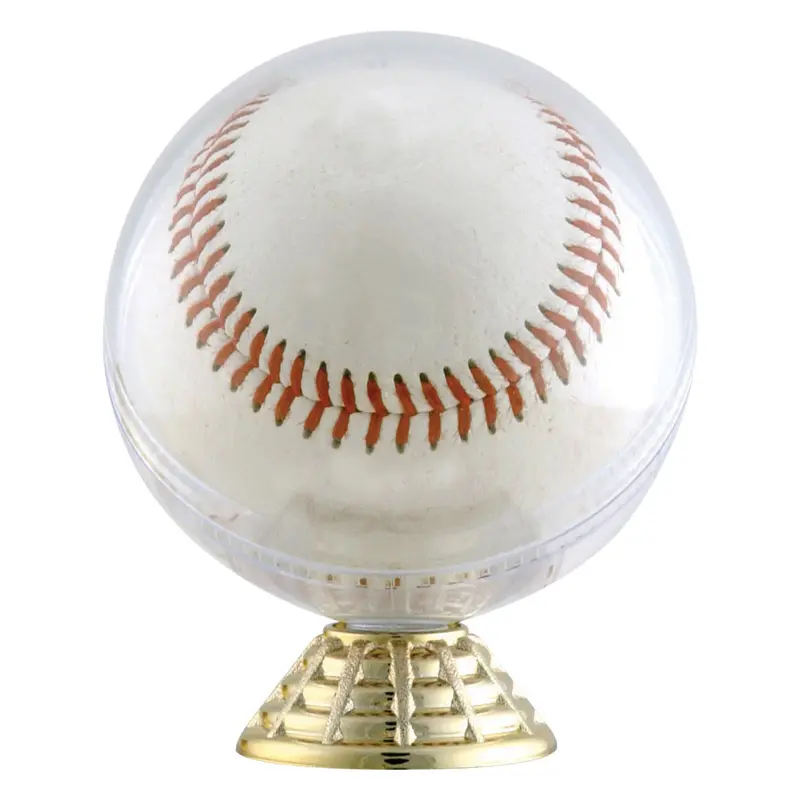 F-BBH Ball Holder Figure, Baseball, Clear / Gold - 3 1/2"