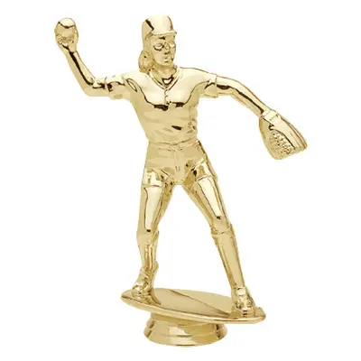 5062-G Softball Fielder Figure, Female, Gold - 5 3/4"