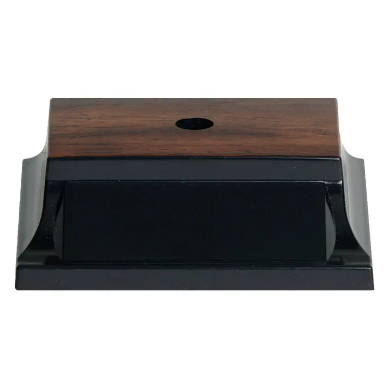 10163A Sculpted Plastic Base, Walnut, 1 Hole - 3 1/4" x 3 1/2" x 1"