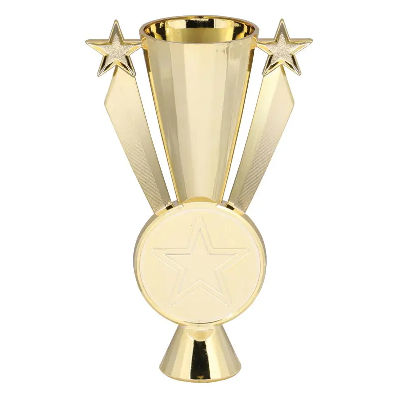 13506-G Star Ribbon Plastic Cup 2" Holder, Gold - 6"