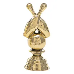 256-G Ball And Crossed Pins Bowling Figure, Gold - 3"