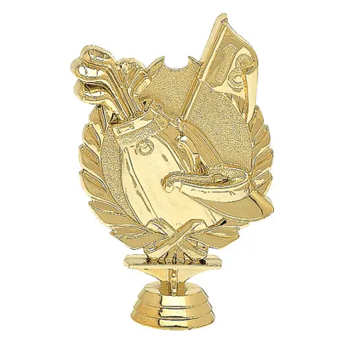 3035-G Wreath Figure, Golf, Gold - 5 1/8"