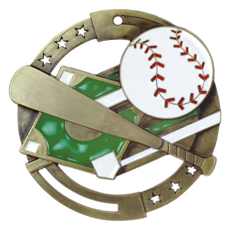 M3SB1G M3XL Medal, Baseball, Gold - 2 3/4"