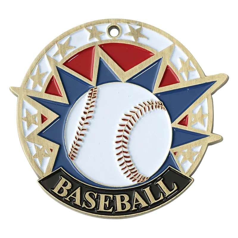 38130-G USA Sport Medal, Baseball, Gold - 2"
