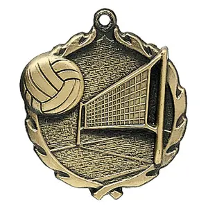 32030-G Wreath Medal, Volleyball, Gold - 1 3/4"