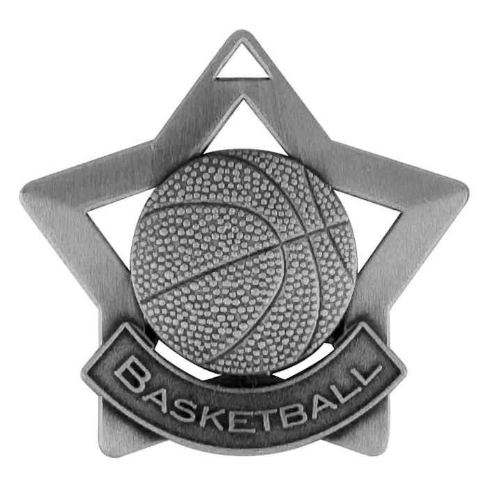 XS-205S Star Medal, Basketball, Silver - 2 1/4"
