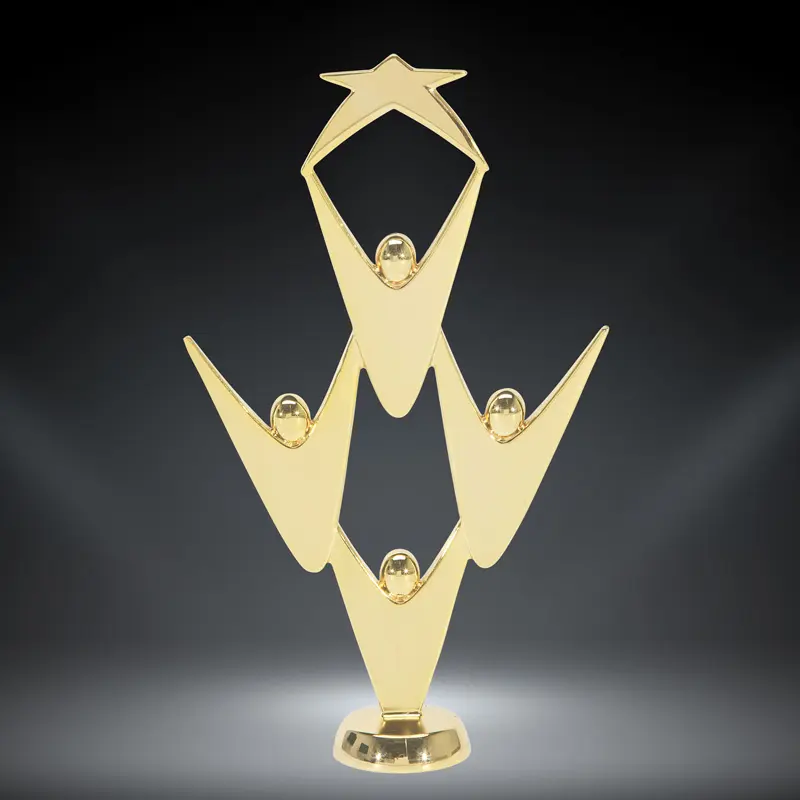 4911-G Metal Teamwork Figure, Gold - 7 3/4"