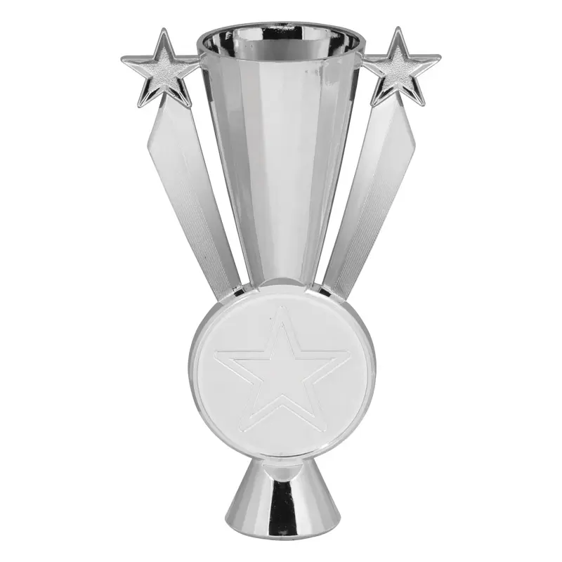 13506-S Star Ribbon Plastic Cup 2" Holder, Silver - 6" 