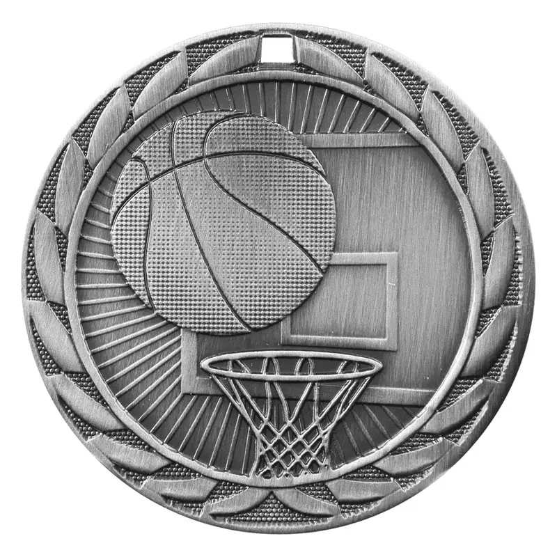 FE-211S FE Iron Medal, Basketball, Silver - 2" 