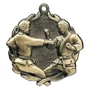 32100-G Wreath Medal, Karate, Gold - 1 3/4" 