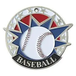 38130-S USA Sport Medal, Baseball, Silver - 2"