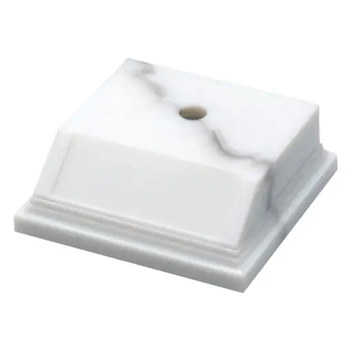 SB-331 Diamar Square Plastic Base, White Marble, 1 Hole - 2 3/4" x 3" x 3/4"