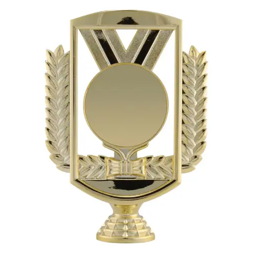 F-886 Ribbon Medal 2" Holder Figure, Gold - 5 3/4"