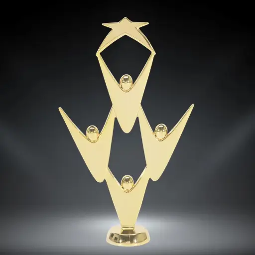 4911-G Metal Teamwork Figure, Gold - 7 3/4"