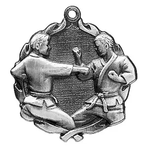 32100-S Wreath Medal, Karate, Silver - 1 3/4" 
