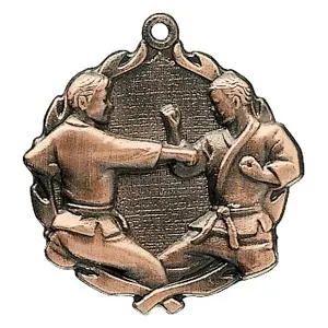 32100-Z Wreath Medal, Karate, Bronze - 1 3/4" 